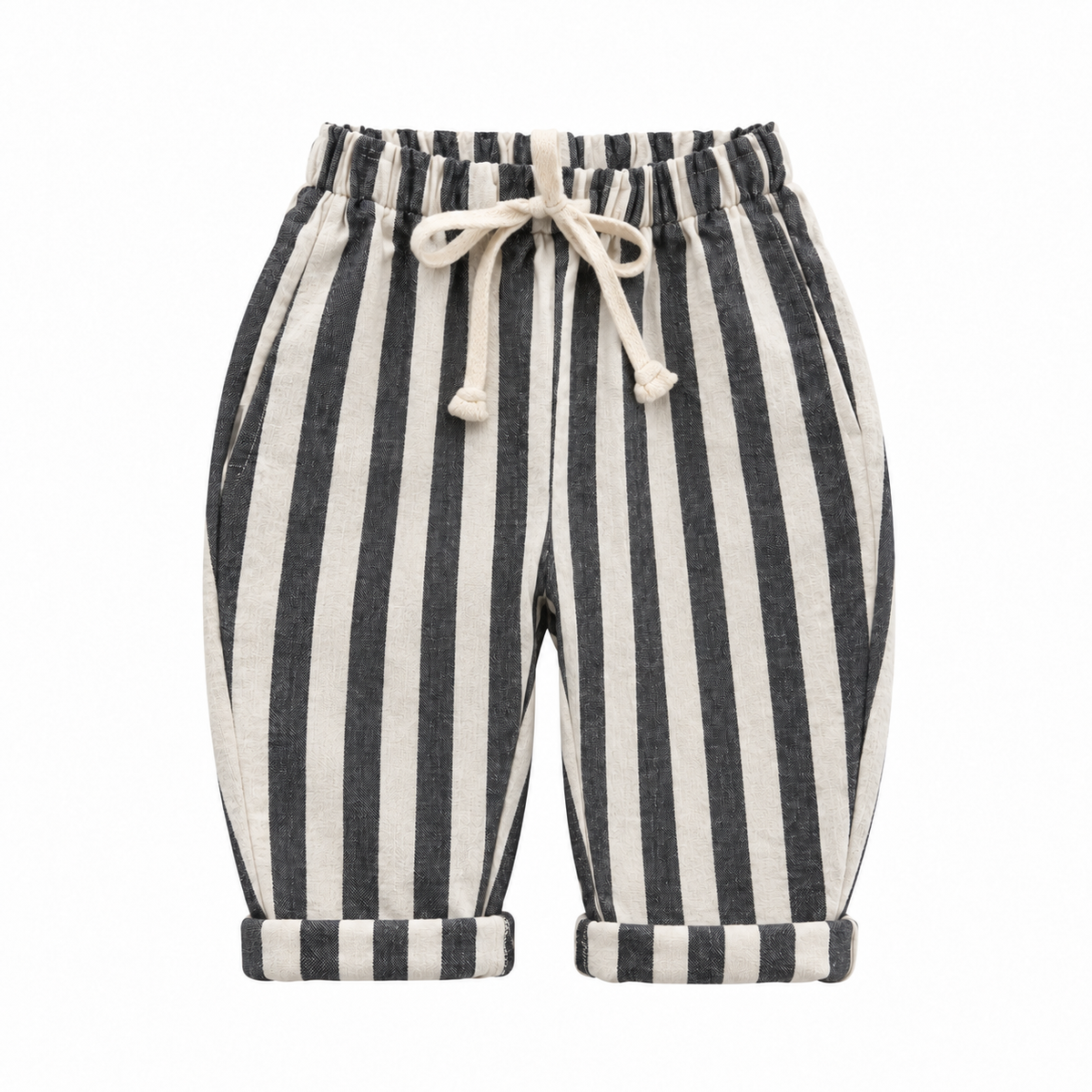 Striped Unisex Pants - Black
