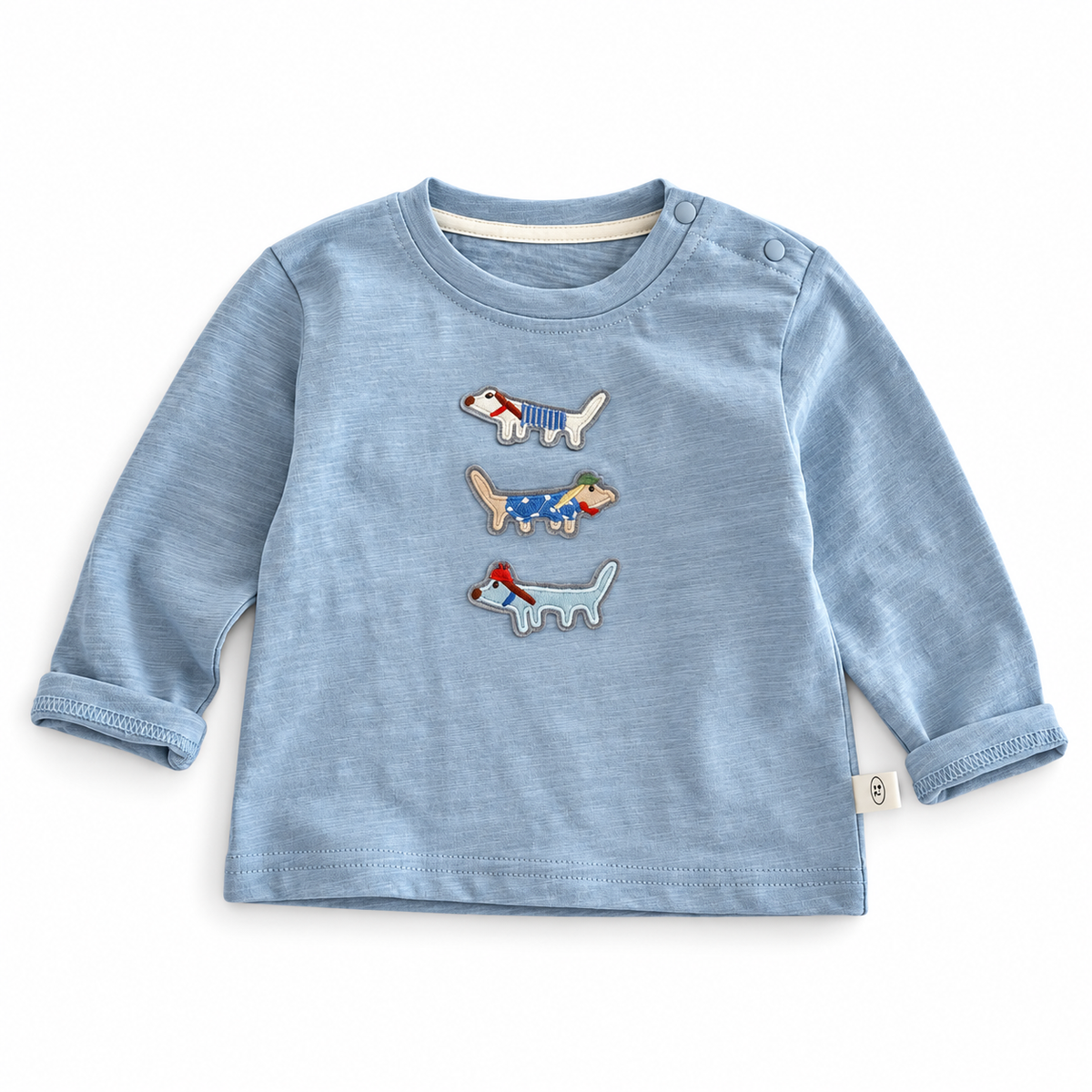 Puppy Parade Long Sleeve Tee - Powder Blue