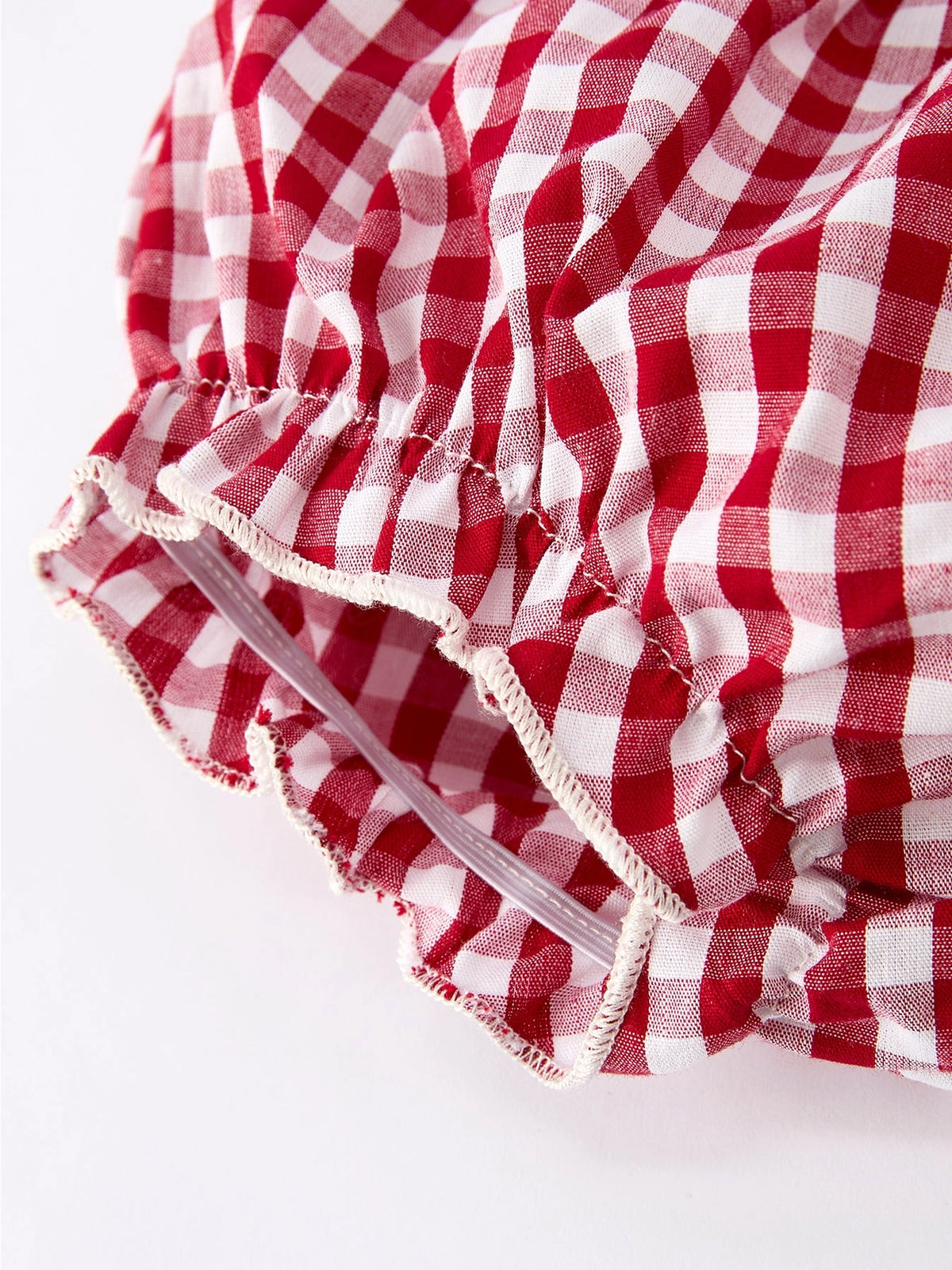 Christmas Tree Embroidered Gingham Bloomer Set
