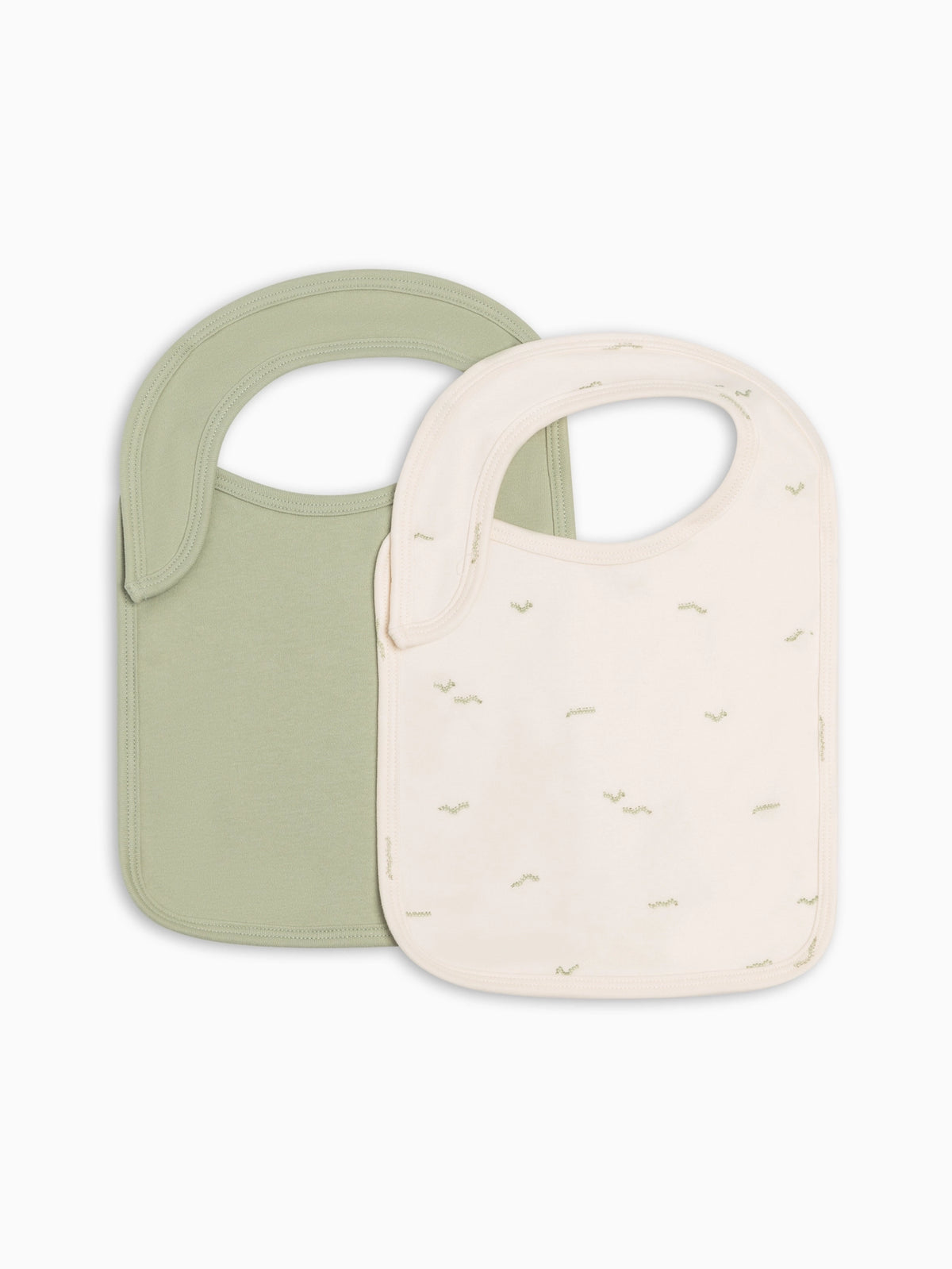 Colored Organics Mint and Caterpillar organic cotton bib 2-pack.