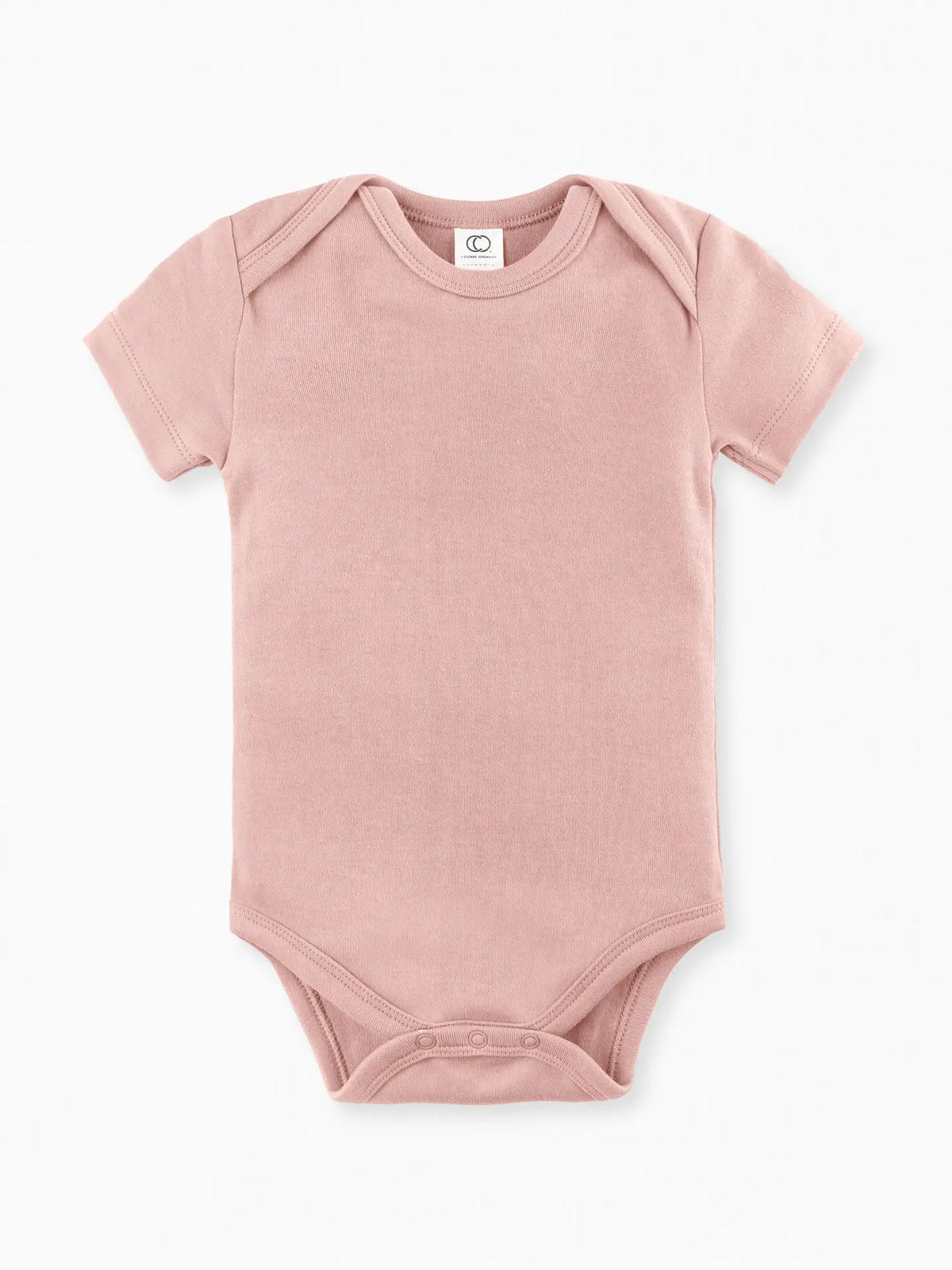 Colored Organics Classic Short Sleeve Bodysuit in solid Ballet blush pink.