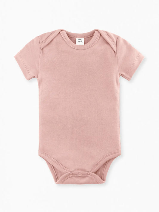 Colored Organics Classic Short Sleeve Bodysuit in solid Ballet blush pink.