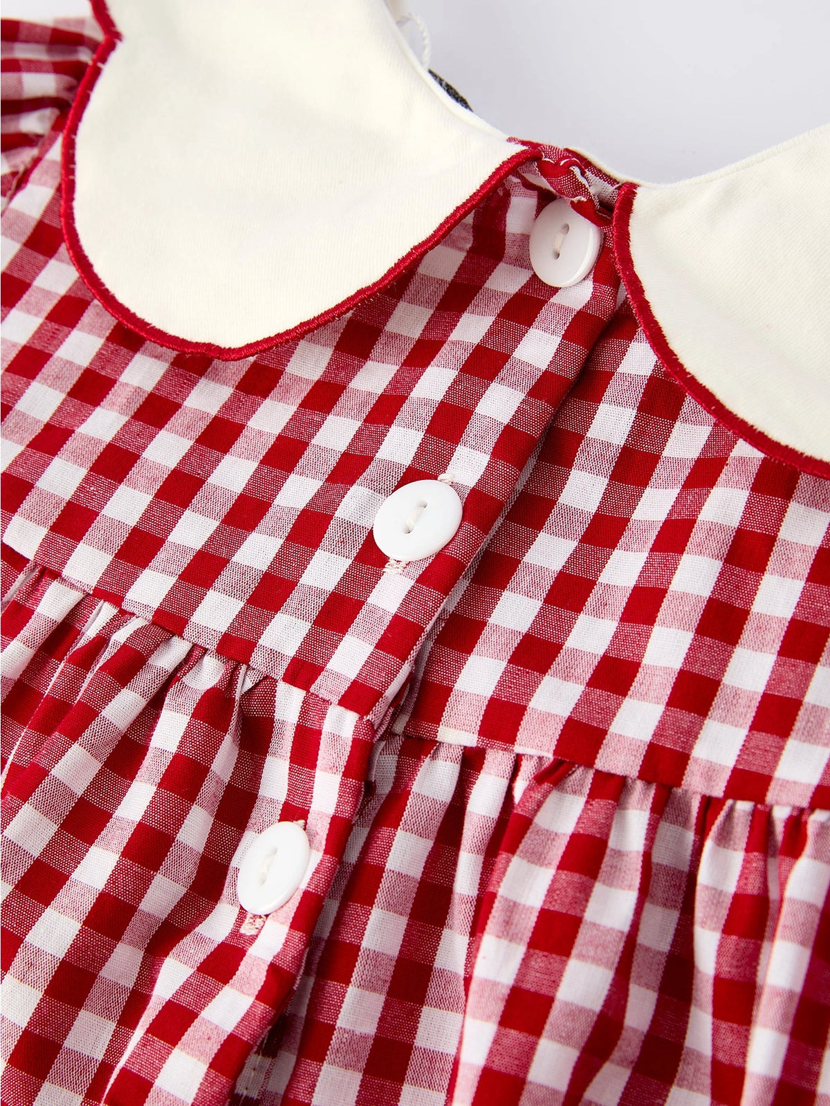 Christmas Tree Embroidered Gingham Dress - PREORDER
