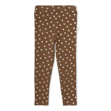 Makemake Organics Chestnut Bloom floral organic toddler leggings.