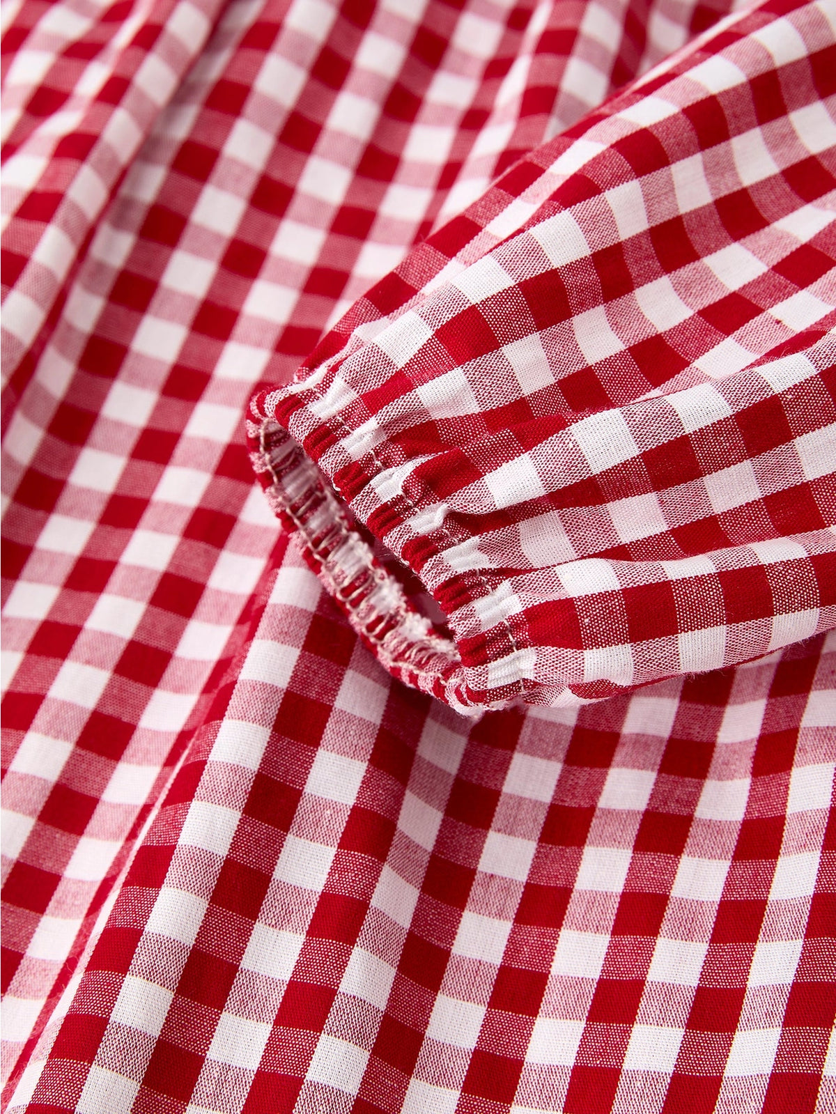 Christmas Tree Embroidered Gingham Dress - PREORDER
