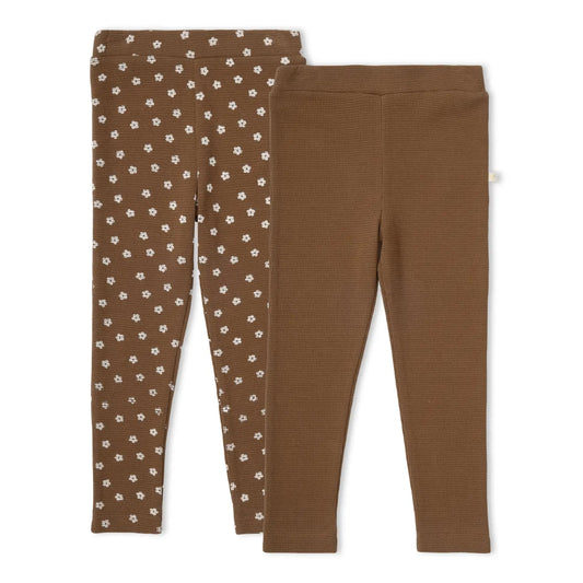 Makemake Organics Chestnut Bloom and Brown organic legging set of two.