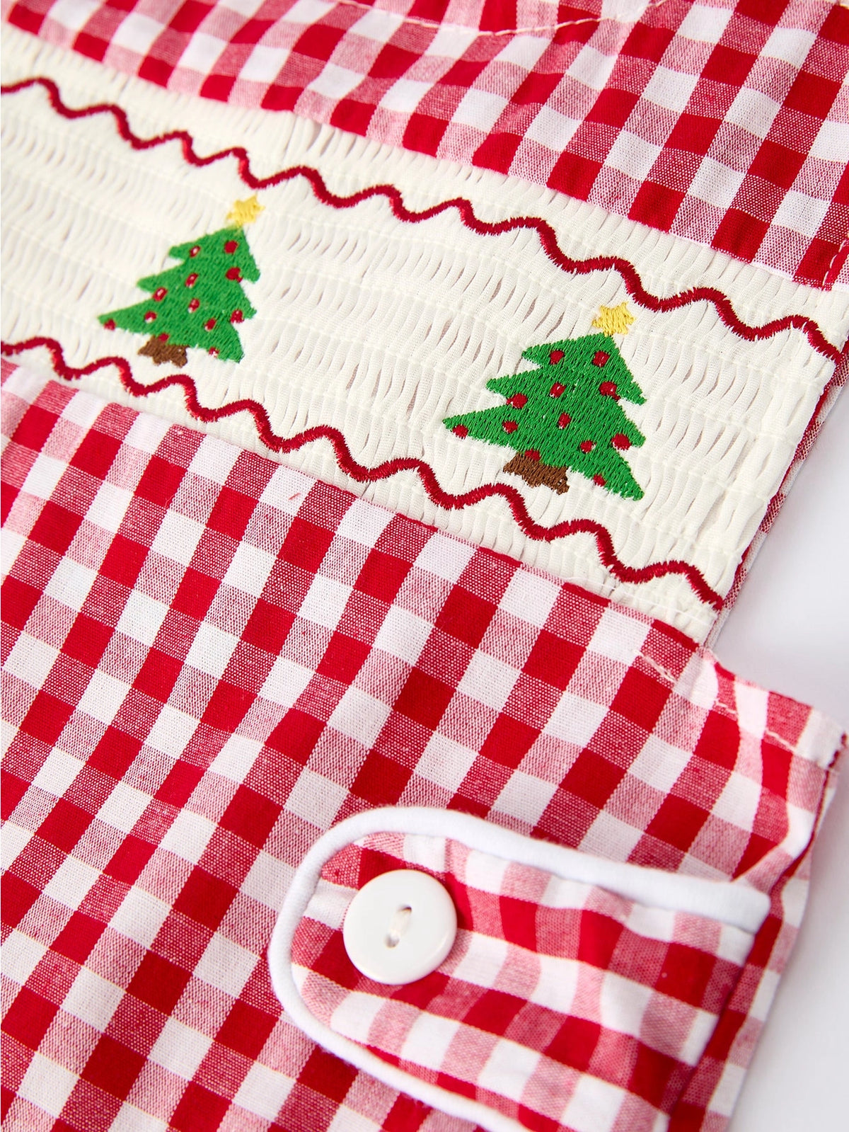 Christmas Tree Smocked Gingham Romper