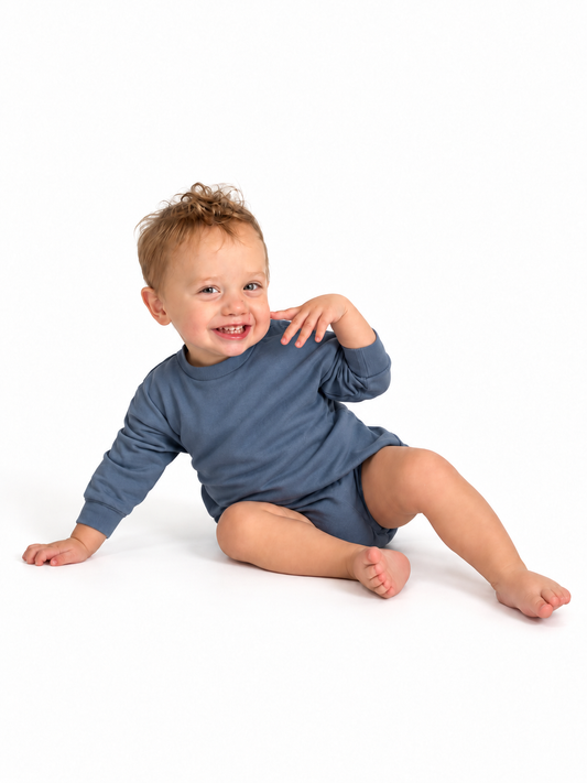 Slate Blue Baby Bubble Romper