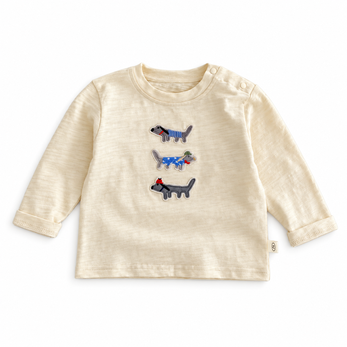 Puppy Parade Long Sleeve Tee - Cream