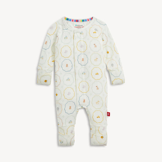 Magnetic Me Nursery Magic cream modal magnetic convertible coverall front view.