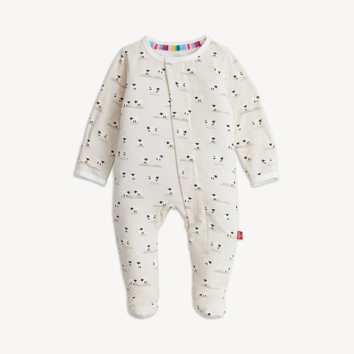 Magnetic Me Baa Baa Baby cream modal magnetic footie with sheep print.