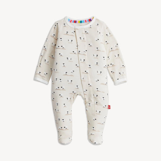 Magnetic Me Baa Baa Baby cream modal magnetic footie with sheep print.