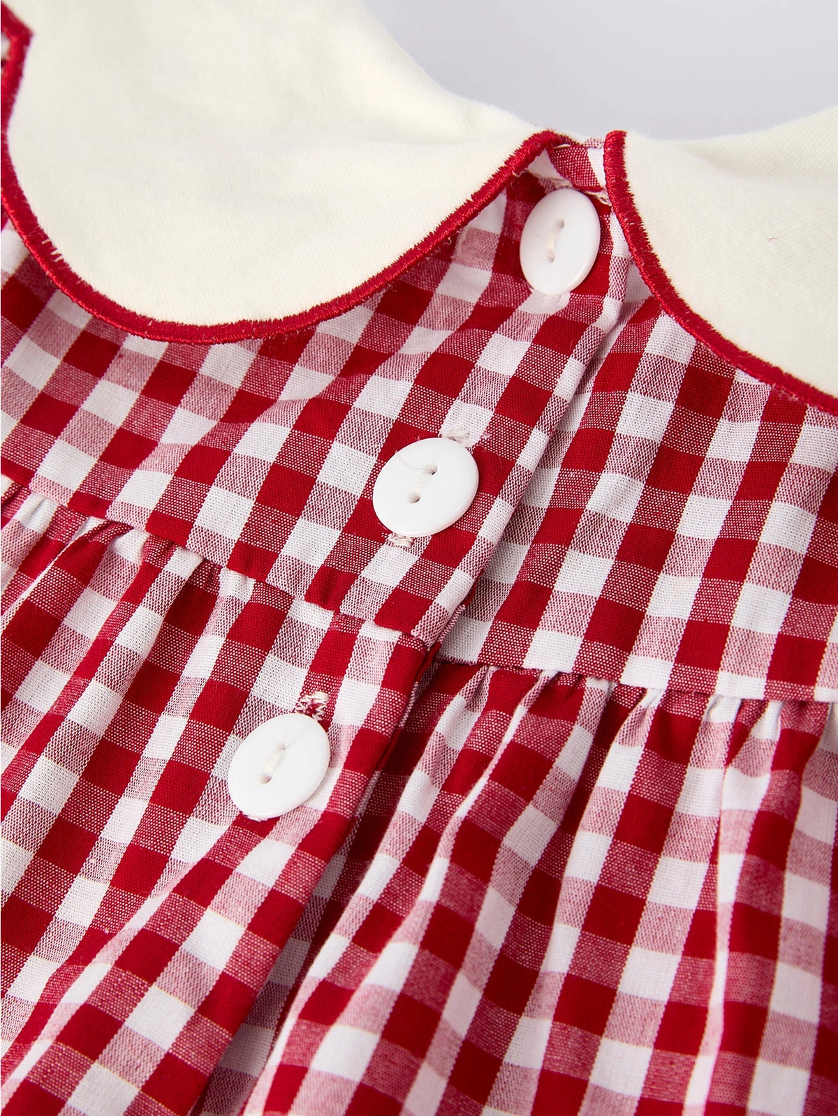 Christmas Tree Embroidered Gingham Bloomer Set