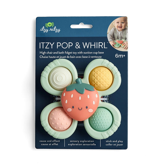Itzy Pop & Whirl Bonnie the Strawberry bath and travel toy in packaging.