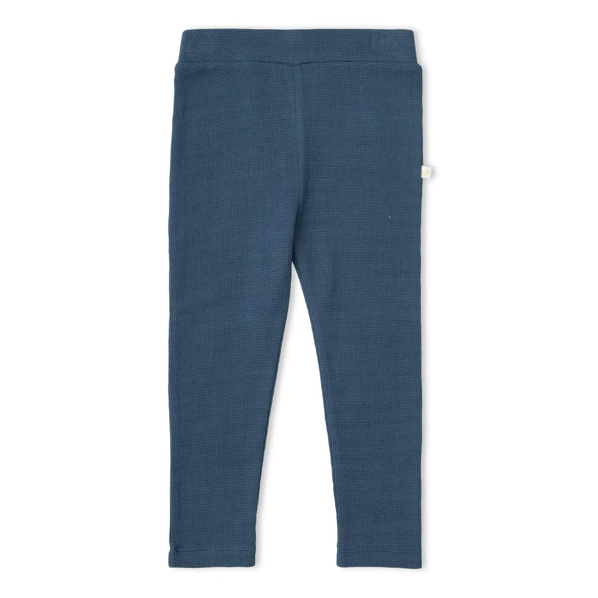 Makemake Organics solid Navy organic toddler leggings.