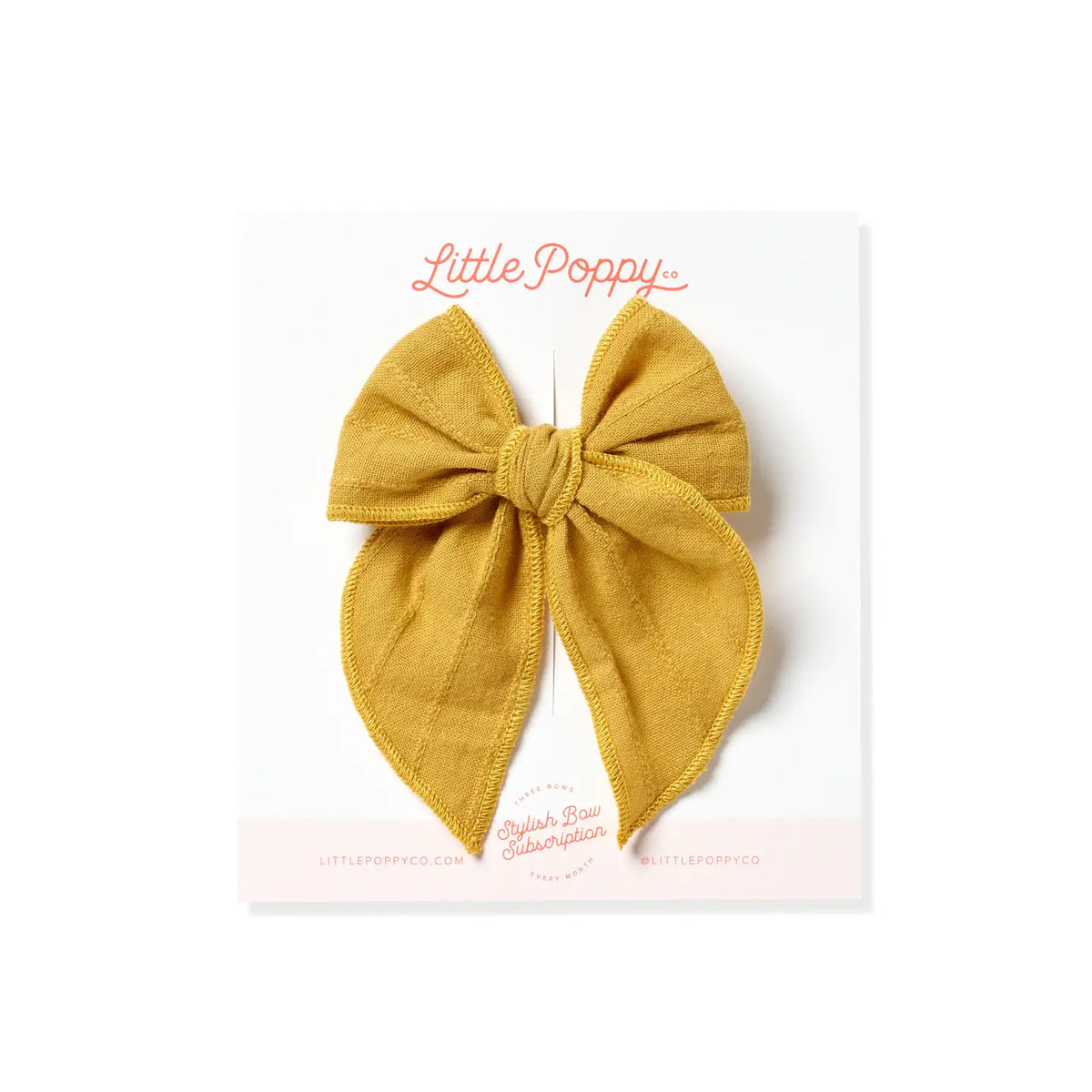 Mustard embroidered stripe Claire bow clip by Little Poppy Co.