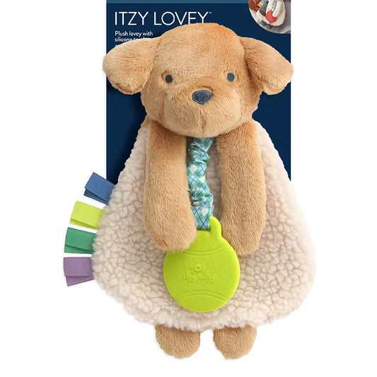 Trevor the Puppy Itzy Friends Lovey plush with silicone teether.